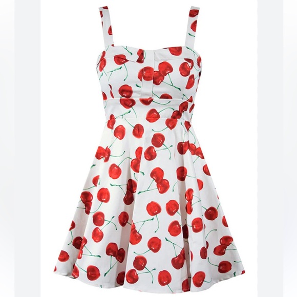 Double Trouble Apparel Dresses & Skirts - 🍒Women’s Double Trouble Apparel Shes My Cherry Bomb White Pin Up Style Dress 🍒